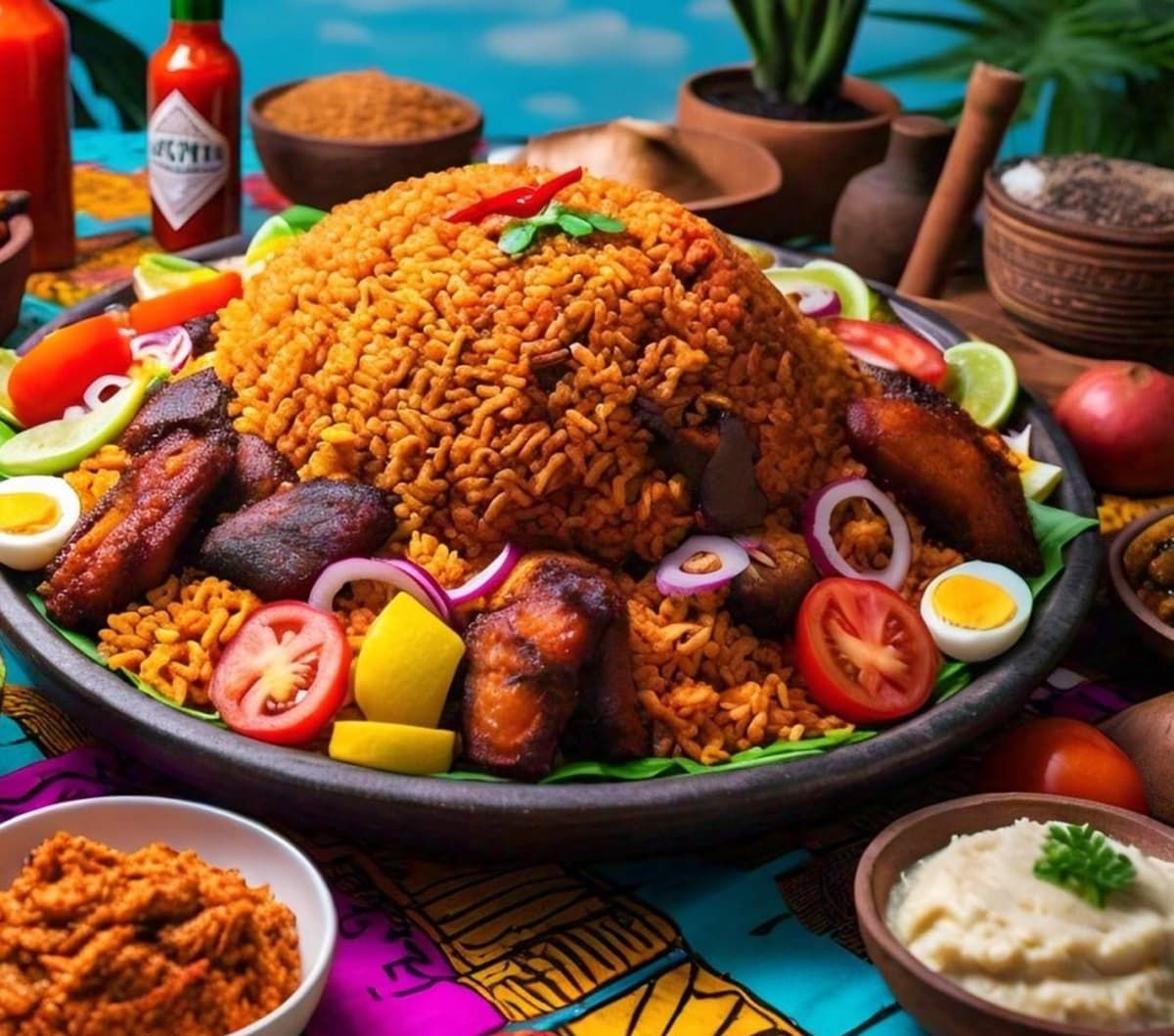 A platter of Ghanaian jollof rice